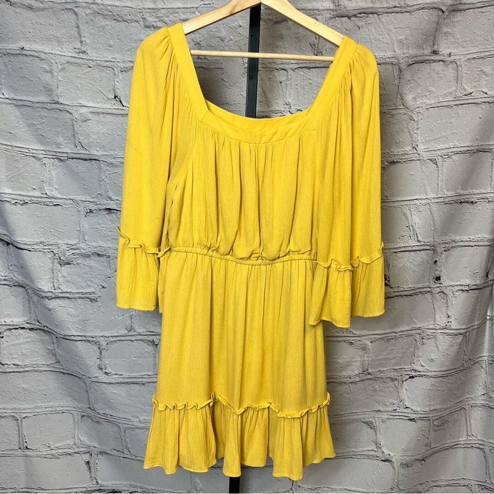 BB Dakota Yellow Guaze & Effect Midi Dress